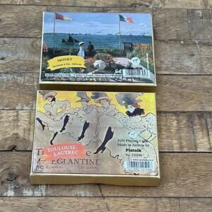 Vintage Piatnik Austria Dual Deck Playing Cards 2 Packs Toulouse-Lautrec Monet